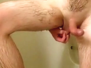 Shaving uncut cock and balls in the shower