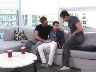 Young twink devours stepdad and stepbrothers big cocks