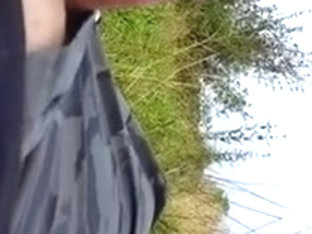 Public stroke in park with army panties