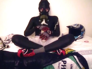 Drinking cum in wetsuit