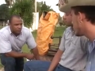 Black hunk gay fucks a cowboy in the outdoors