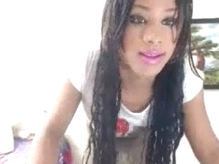 Black tgirl shakes her big dick