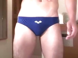 Black Blue Speedo Masturbation and Fellatio