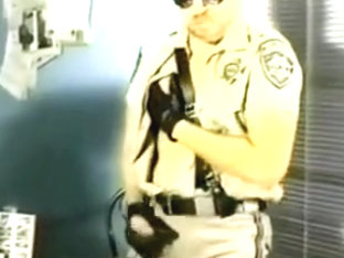 Motorcycle cop relaxes alone