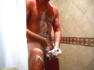Soaping up my cock in the shower