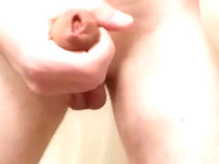 Slow motion uncut cock close up
