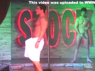 Super hot male stripper show off thick hard cock