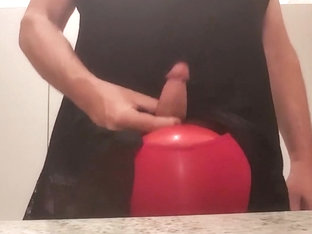 Edging on Red Panty Playball with a Creamy Cum explosion