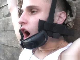 Ebony cadet spitroasted after sucking